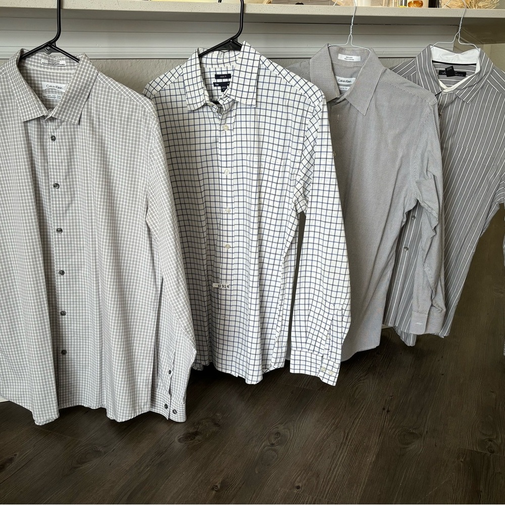 4 dress shirts. Medium. Calvin Klein, Gap, and a Kenneth Cole